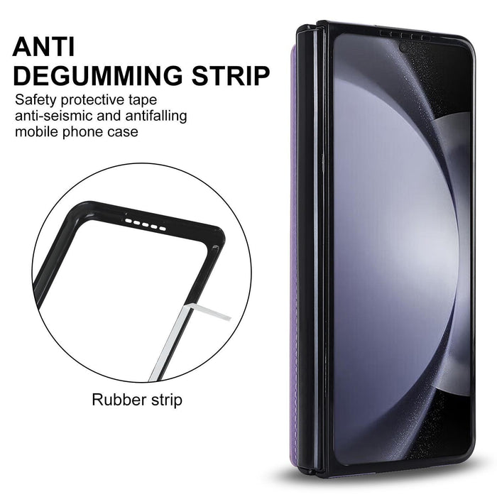 For Samsung Galaxy Z Fold7 5G Full Coverage Fold Double Buckle Pu Phone Case With Pen Slots