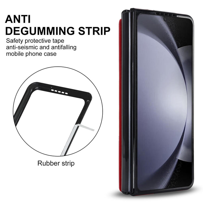 For Samsung Galaxy Z Fold7 5G Full Coverage Fold Double Buckle Pu Phone Case With Pen Slots