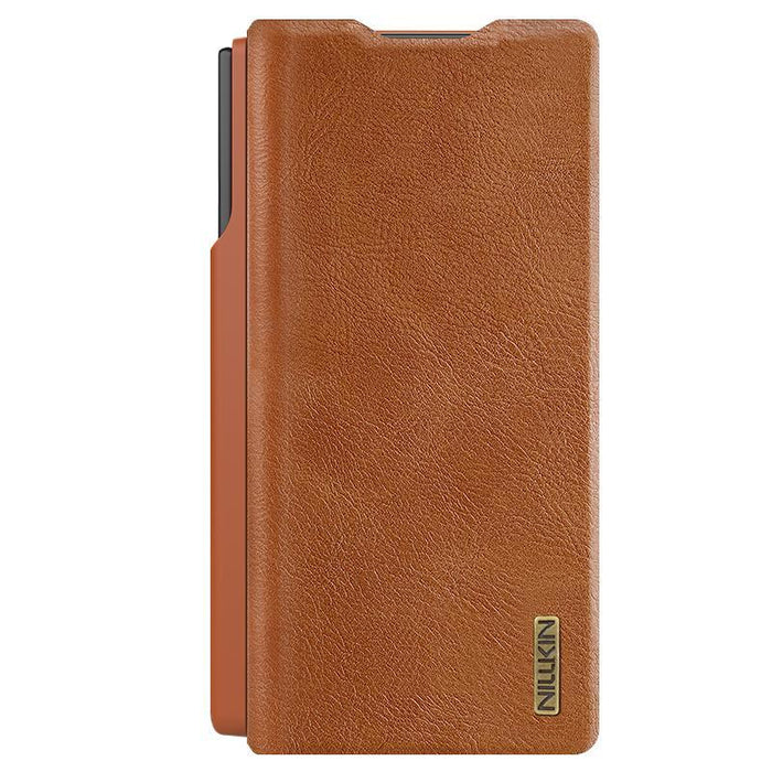 For Samsung Galaxy Z Fold7 5G Qin Series Pro Sliding Camera Cover Design Leather Phone Case With Stylus