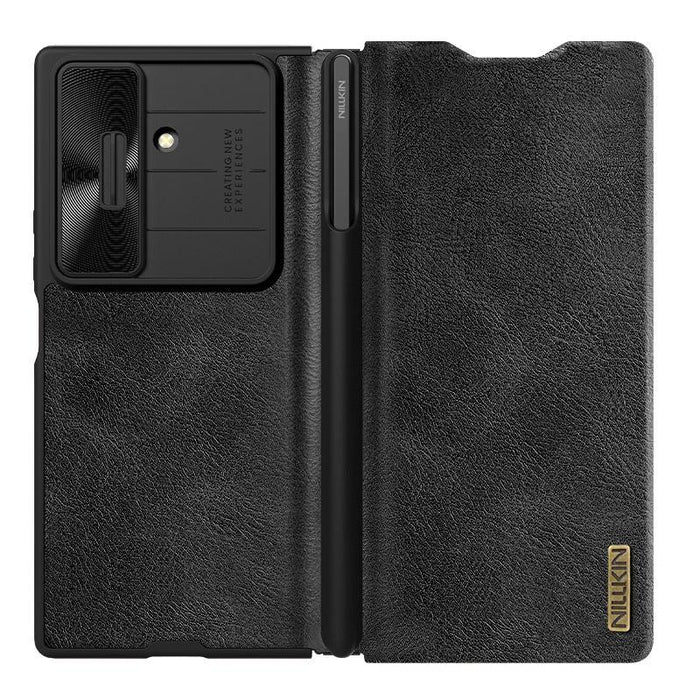 For Samsung Galaxy Z Fold7 5G Qin Series Pro Sliding Camera Cover Design Leather Phone Case With Stylus