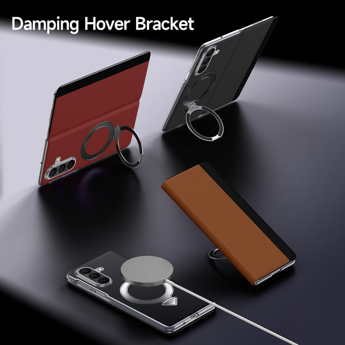 For Samsung Galaxy Z Fold7 5G Sulada Smart View Window Magsafe Magnetic Holder Leather Phone Case