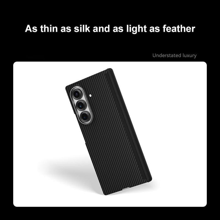 For Samsung Galaxy Z Fold7 5G 600D Fine Grain Series Carbon Fiber Magsafe Phone Case Black