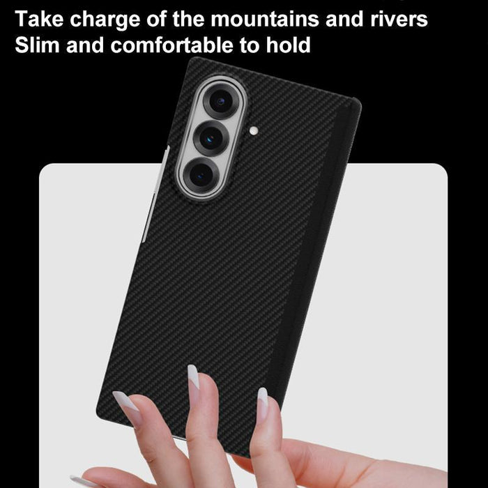 For Samsung Galaxy Z Fold7 5G 600D Fine Grain Series Carbon Fiber Magsafe Phone Case Black