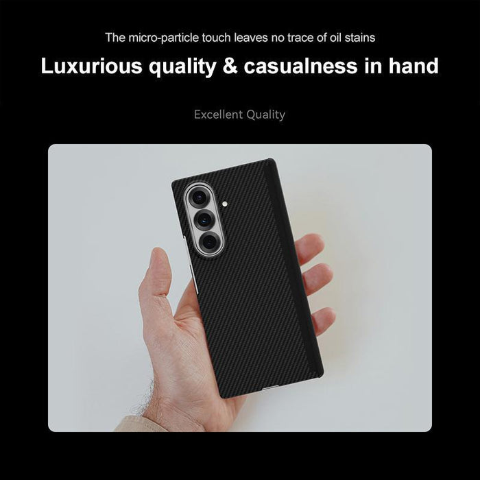 For Samsung Galaxy Z Fold7 5G 600D Fine Grain Series Carbon Fiber Magsafe Phone Case Black