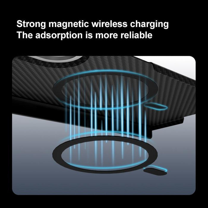 For Samsung Galaxy Z Fold7 5G 600D Fine Grain Series Carbon Fiber Magsafe Phone Case Black