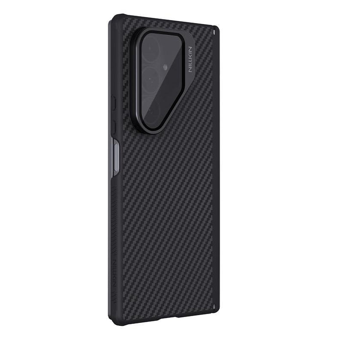 For Samsung Galaxy Z Fold7 5G Aramid Fiber Transparent Mirror Cover Magnetic Version Phone Case Black