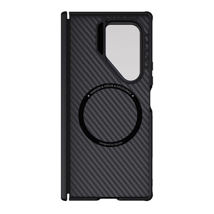 For Samsung Galaxy Z Fold7 5G Aramid Fiber Transparent Mirror Cover Magnetic Version Phone Case Black