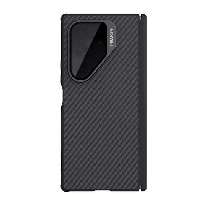 For Samsung Galaxy Z Fold7 5G Aramid Fiber Transparent Mirror Cover Magnetic Version Phone Case Black