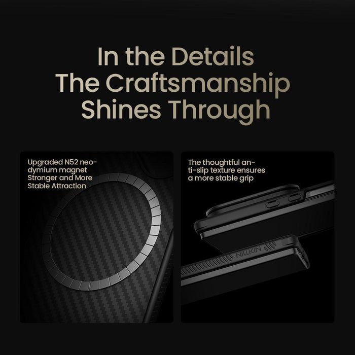 For Samsung Galaxy Z Fold7 5G Aramid Fiber Transparent Mirror Cover Magnetic Version Phone Case Black