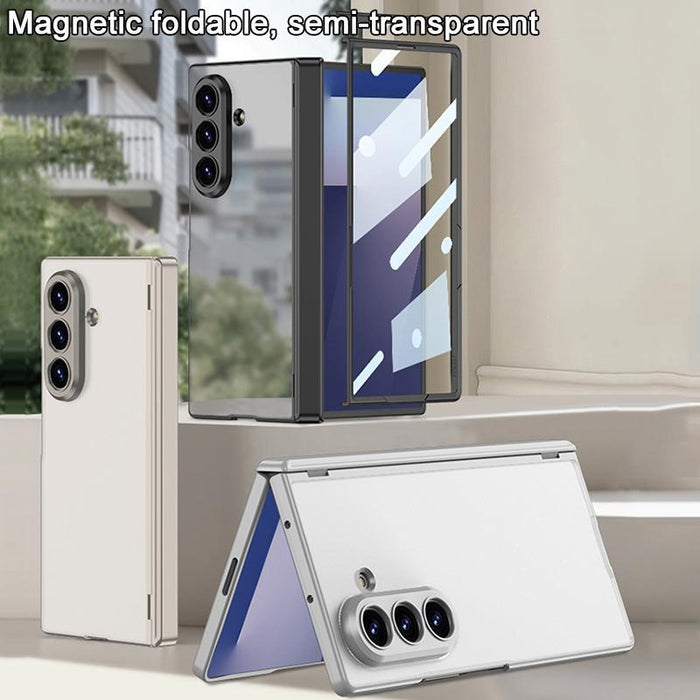 For Samsung Galaxy Z Fold7 5G Integrated Magnetic Folding Hinge Frosted Semi-Transparent Phone Case