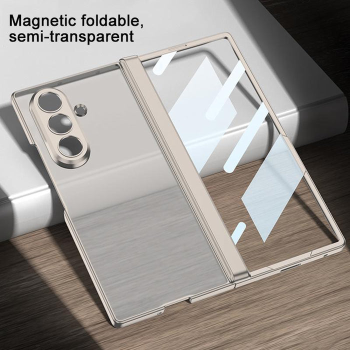 For Samsung Galaxy Z Fold7 5G Integrated Magnetic Folding Hinge Frosted Semi-Transparent Phone Case
