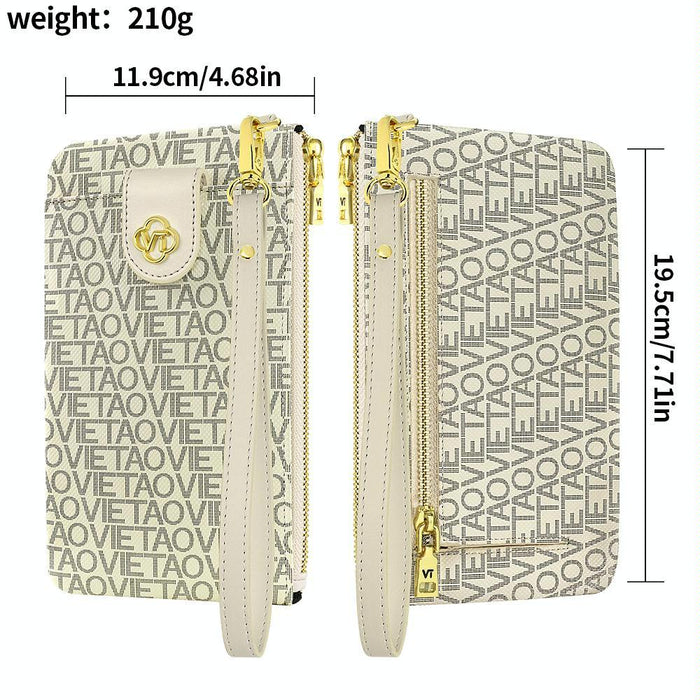 Vt-Zp-242 Multifunctional Leather Phone Bag With Lanyard Creamy White