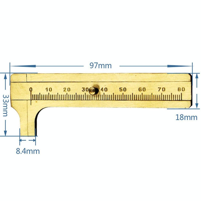 Mini Brass Sliding 80mm Vernier Caliper for Jewelry
