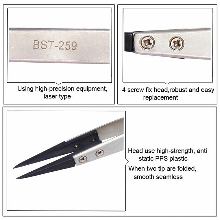 Best Bst 259 Stainless Steel Anti Static Tweezer