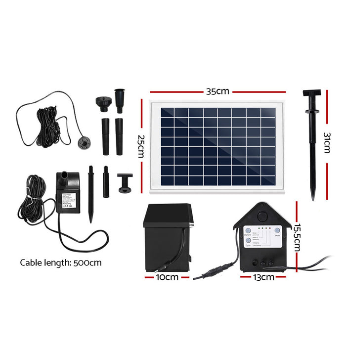 Solar Pond Pump With Battery Kit Led Lights 6.6ft