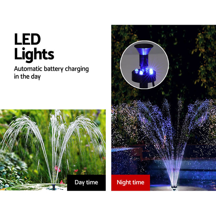 Solar Pond Pump With Battery Led Lights 4.4Ft