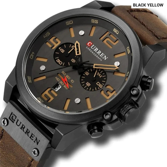 Fashion Classic Black White Chronograph Watch Men Watches Casual Quartz Wristwatch Male Clock