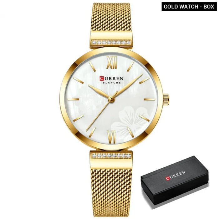 Elegant Simple Quartz Gold Wristwatch For Women