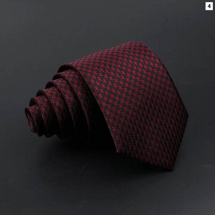 Classic Mens Tie Business Solid Colour Stripe Plaid Dots 7Cm Jacquard Wedding Daily Wear Cravat Gift