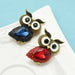 Crystal Owl Brooch Blue Red