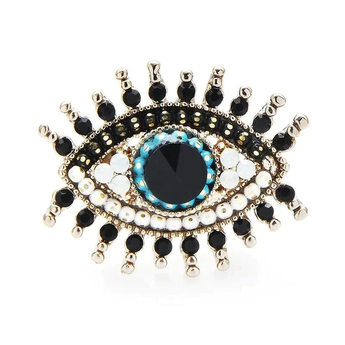 Black Blue Eye Brooch Simulated Pearl Collar Pin