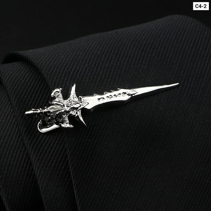 Feather Gun Tie Clip Gold Silver Mens Jewelry