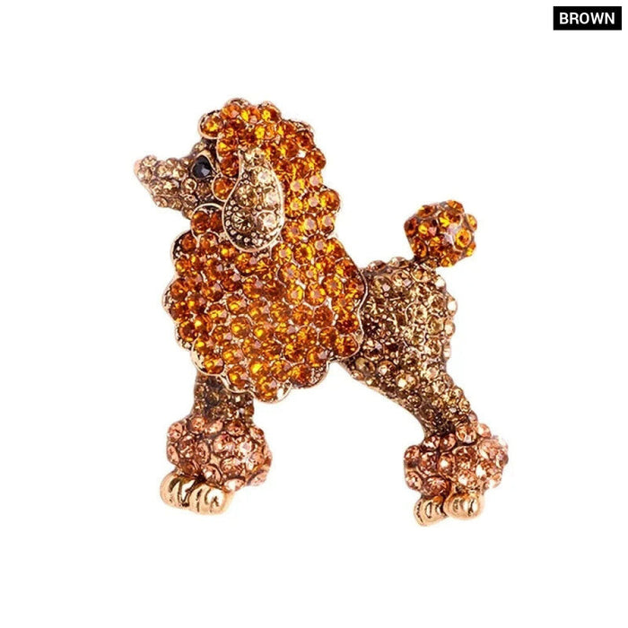 Rhinestone Poodle Dog Broochs 2 Colour Animal Pin