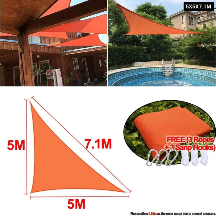 Orange All size Waterproof Sun Shade Sail Square Rectangle Triangle Garden Terrace Canopy Swim Shade Camp Hiking Yard Awnings