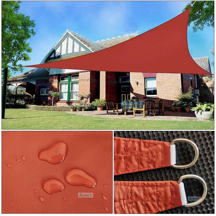 Rust Red 300D Triangle Patio Shade Sail Waterproof Awning Outdoor Sun Shelter Garden Pool Shade