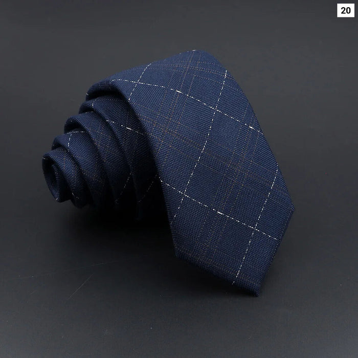 Handmade 6cm Mens Ties Classic Slim Striped Plaid Black