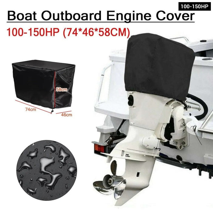 Full Outboard Motor Engine Boat Cover Black 210D Oxford Waterproof Anti-scratch Heavy Duty Outboard Engine Protector 15-250HP