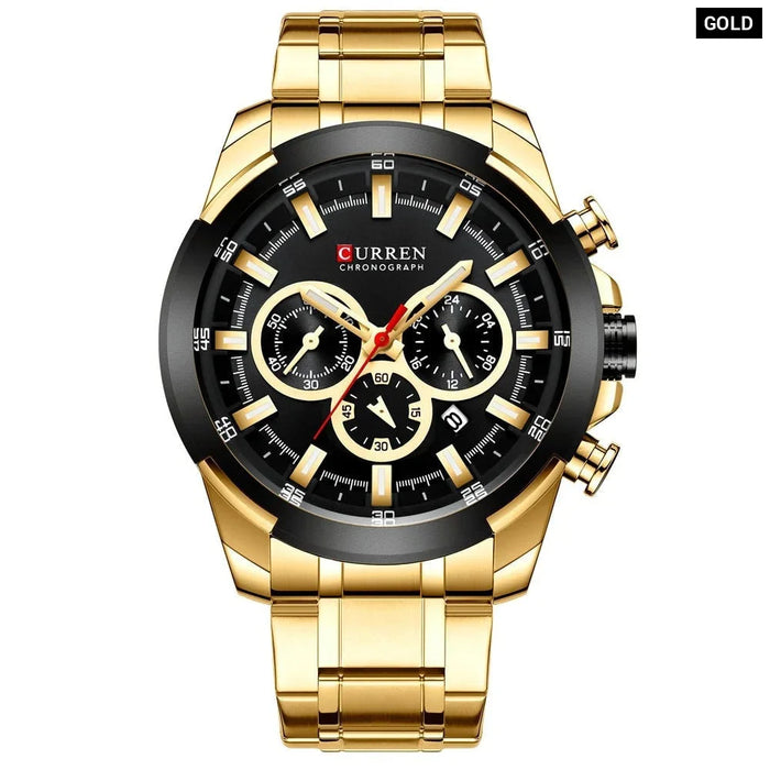 Casual Sporty Wristwatches Stainless Steel Band Chronograph Clock Men'S Watches Original Quartz Clock Male