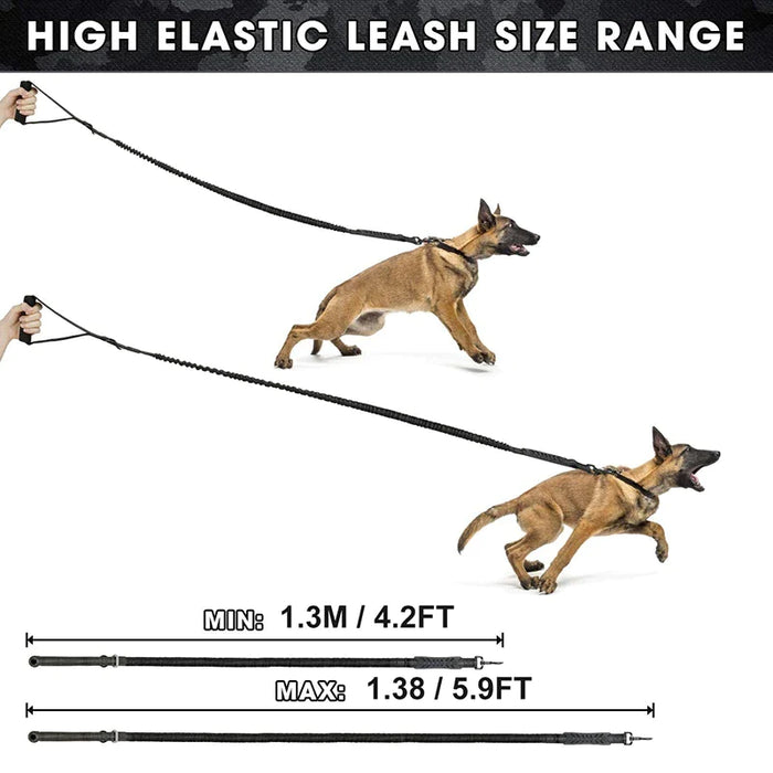 Elastic Bungee Dog Leash Lead Heavy Duty Ergonomic Padded Handle Reflective Pet Leash