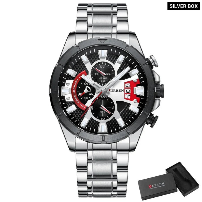 Fashion Wristwatches For Men Casual Luminous Hands Stainless Steel Bracelet Chronograph Quartz Watches