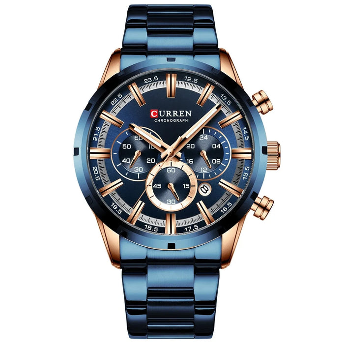 Fashion Watches With Stainless Steel Sports Chronograph Quartz Watch Men