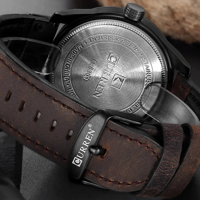 Men Military Sports Watches Men'S Quartz Date Clock Man Casual Leather Wristwatches