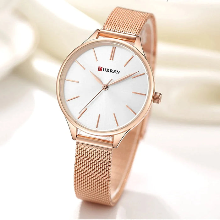 Women Brand Fashion Dress Ladies Bracelet Watch Rose Gold Clock