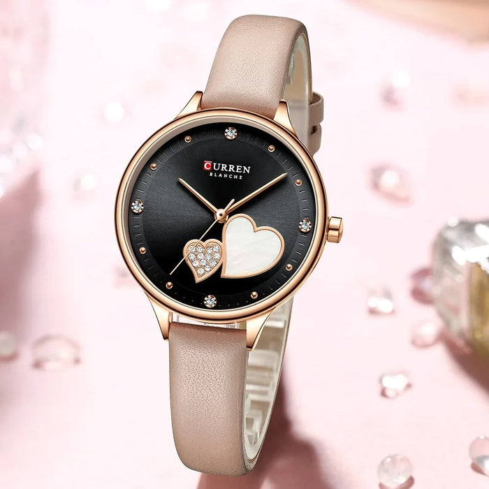 Elegant Leather Quartz Wristwatch With Rhinestone Watches For Female