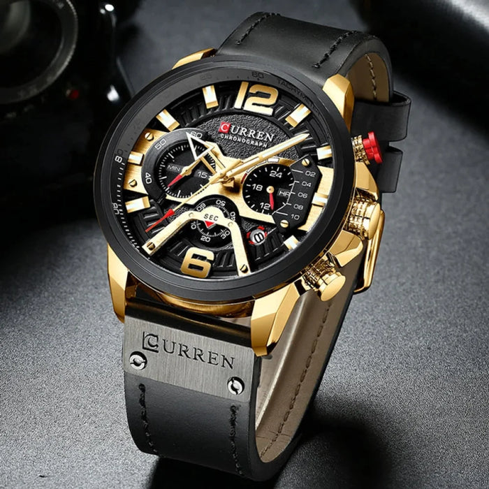 Casual Sport Watches For Men Military Leather Wrist Watch Man Clock Fashion Chronograph Wristwatch