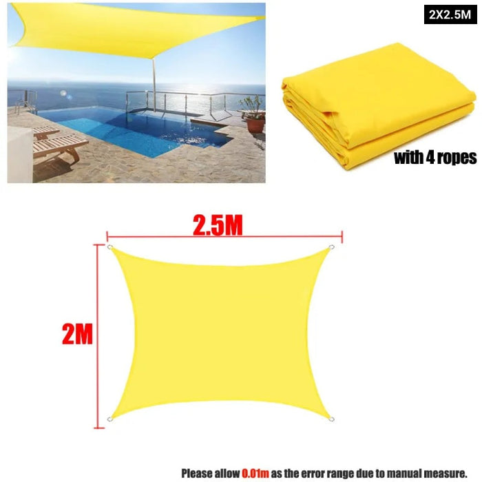 300D Yellow Waterproof Shade Sail Square Rectangle Sunshade Garden Terrace Canopy Swimming Sun Shade