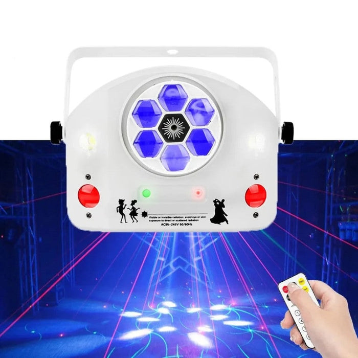 4 IN 1 LED Gobo Strobe Bee Eye Laser Patterns Project DMX Stage Lighting Effect DJ Disco Party Dance Holiday Wedding Light