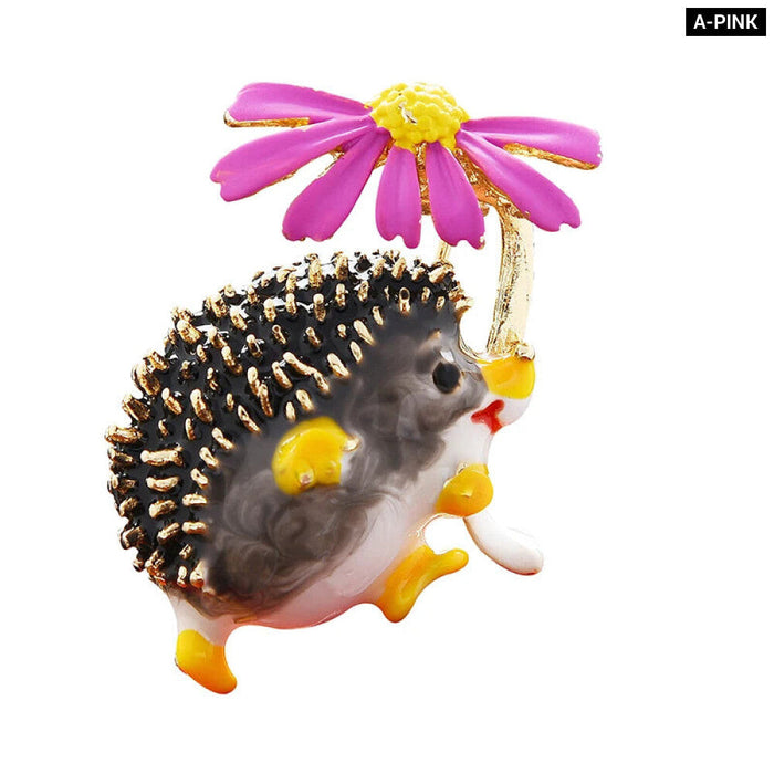 Hedgehog Flower Brooch 8 Colours