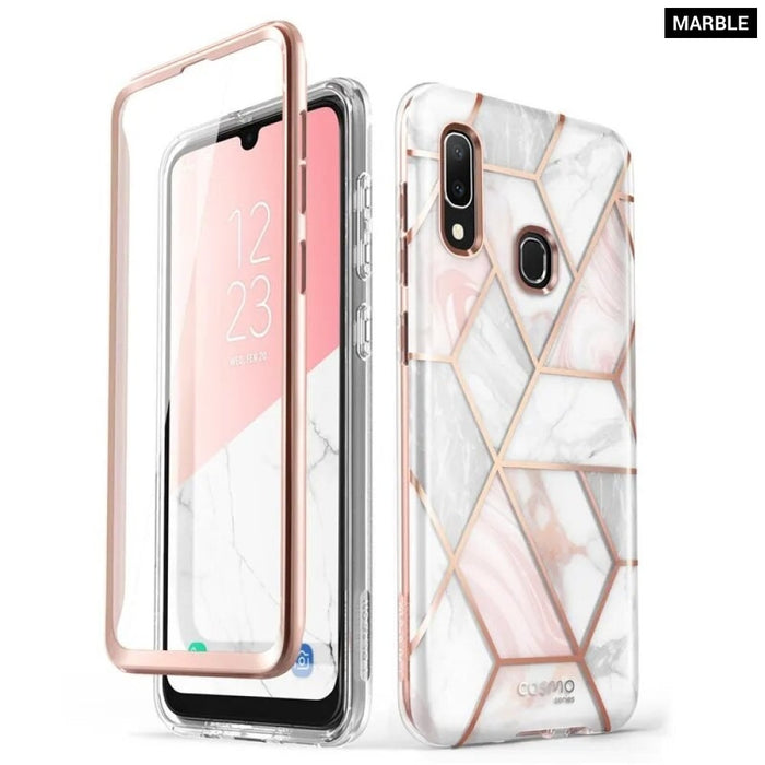 Full-Body Glitter Marble Bumper Case with Built-in Screen Protector For Samsung Galaxy A20/A30 (2019)