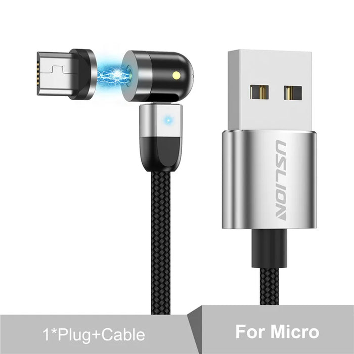 360 180 Rotating Magnetic Usb Fast Charging Cable Type C/Micro Usb