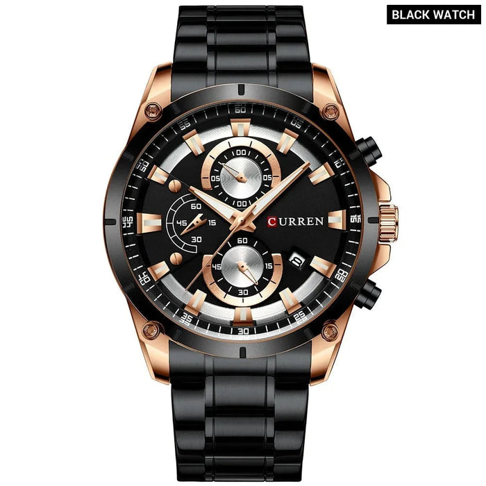 Casual Stainless Steel Chronograph Quartz Male Wristwatch