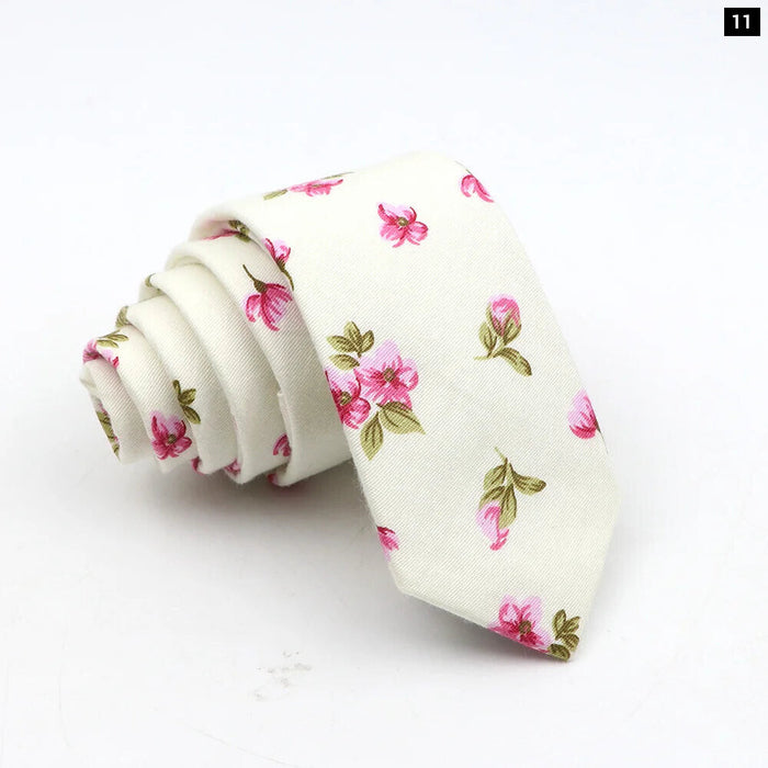 Floral Tie For Men Classic Cotton Necktie Weddings