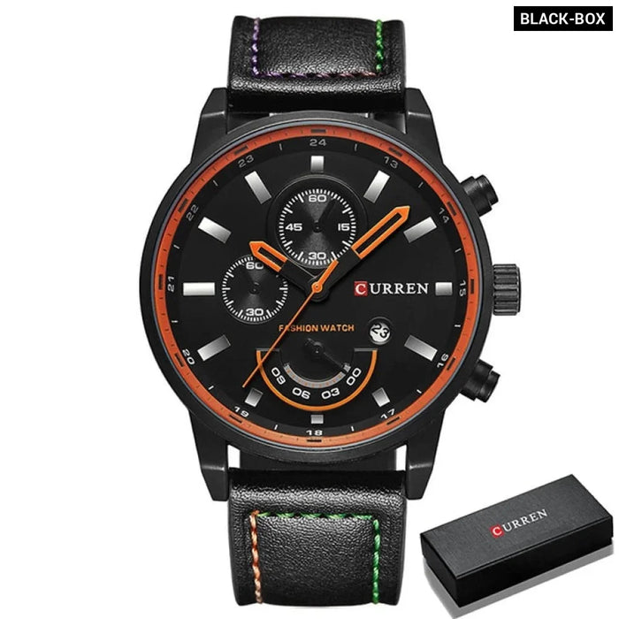 Men'S Fashion Casual Leather Sport Quartz Watch