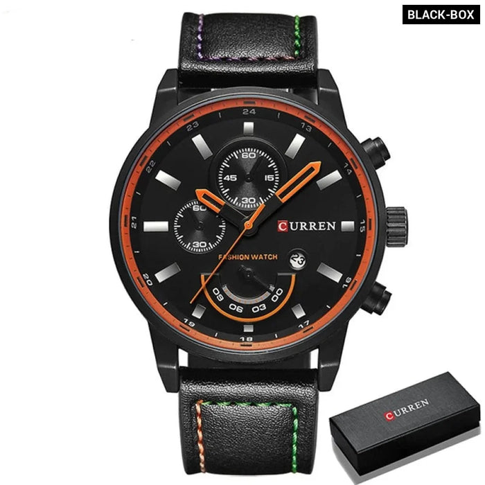 Men's Casual Sport Leather Military Quartz Watch