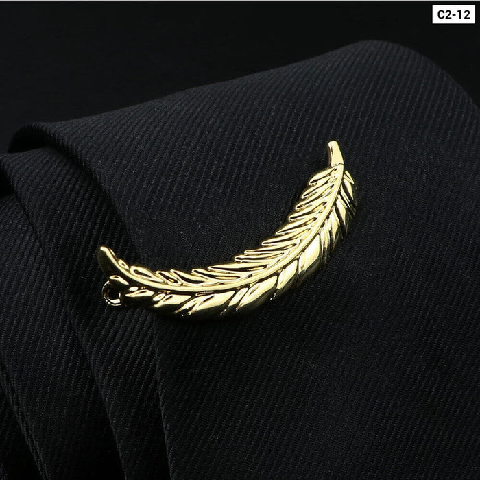 Feather Gun Tie Clip Gold Silver Mens Jewelry