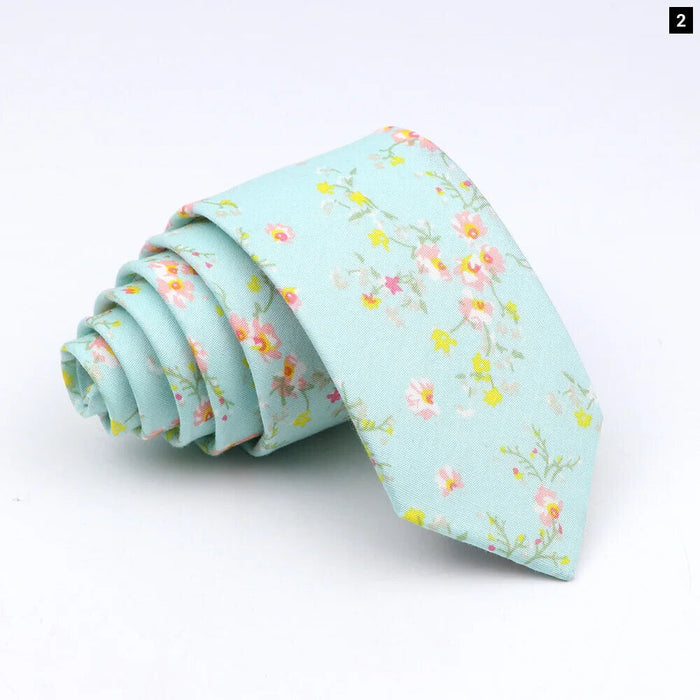 Floral Tie 100% Cotton Skinny Fit Wedding And Party Ready